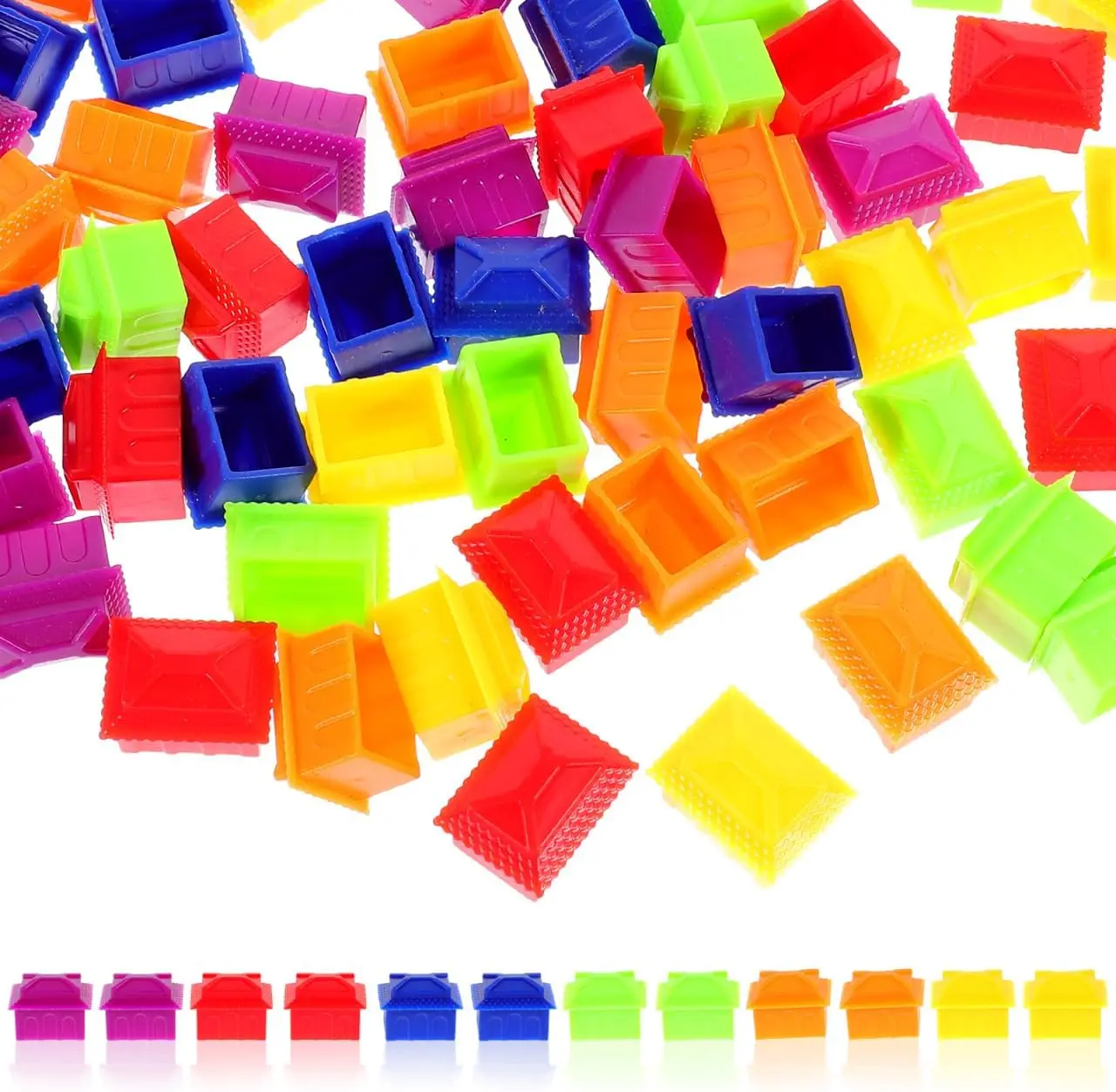 

Game Replacement Pieces 60Pcs Board Game House Pieces Colorful House and Hotel for Chess and Strategy for Family Fun