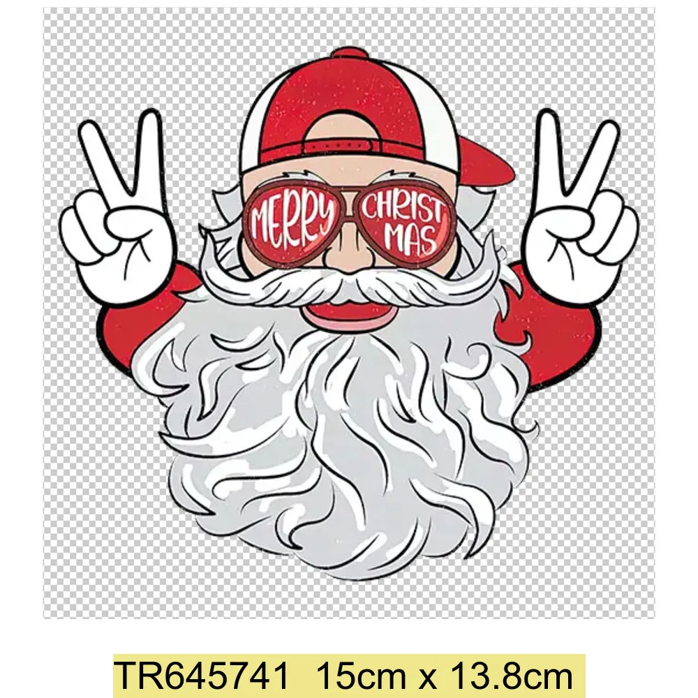 Santa Claus Pattern Heat Transfer Stickers for Clothing Iron on Patches Washable T-Shirt Thermo Patches Merry Christmas Sticker