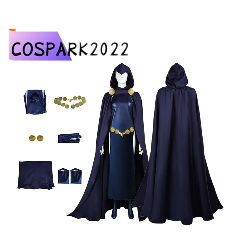 

Костюм для косплея Равена, мультяшный фэнтези-комбинезон для взрослых мужчин, с капюшоном, плащом, перчатками, наряд для Хэллоуина, карнавала, вечеринки