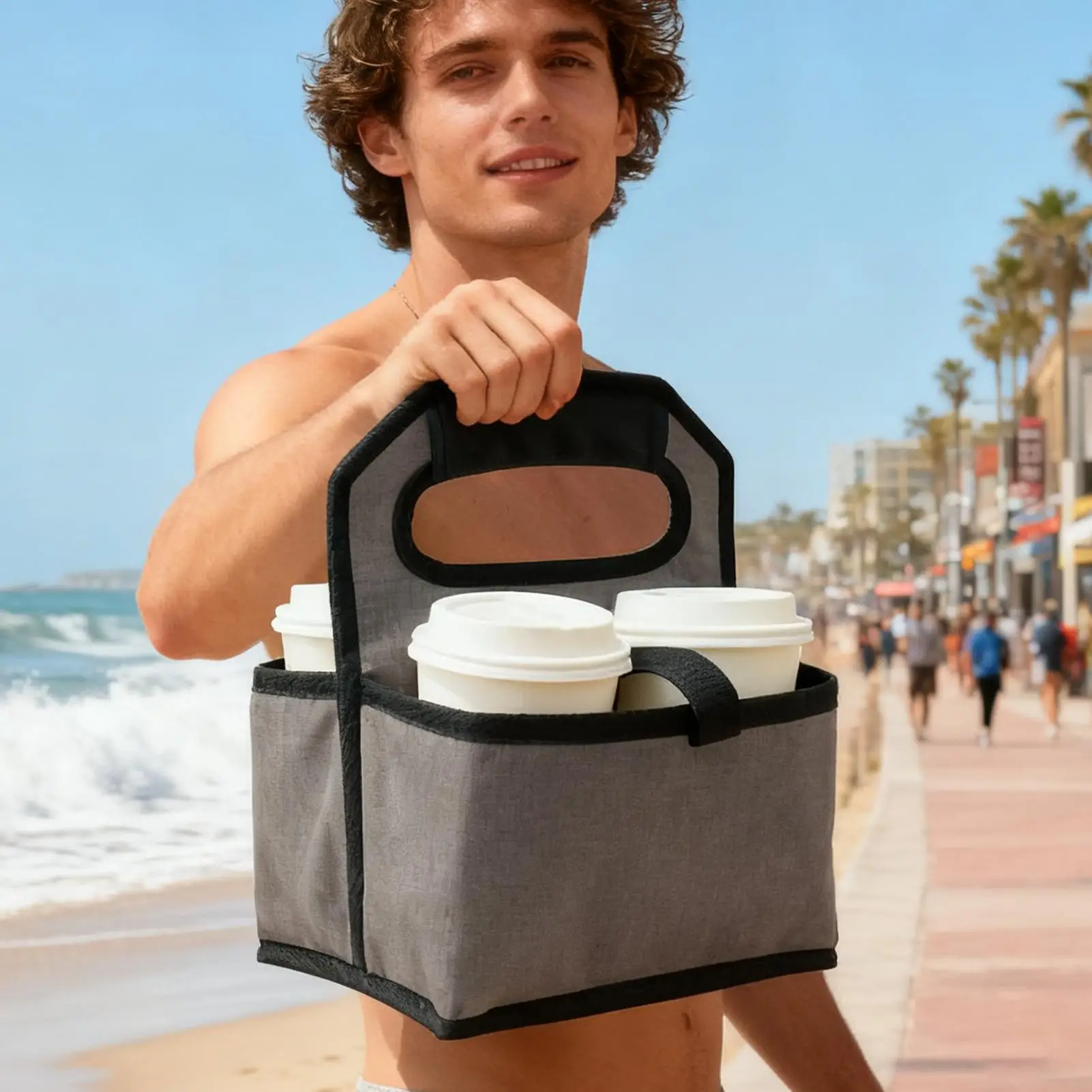 Drink Carrier For Delivery Portable Drink Tote Bag Drink Carrier With Handle For Daily Commuting Outdoor Activities Parties