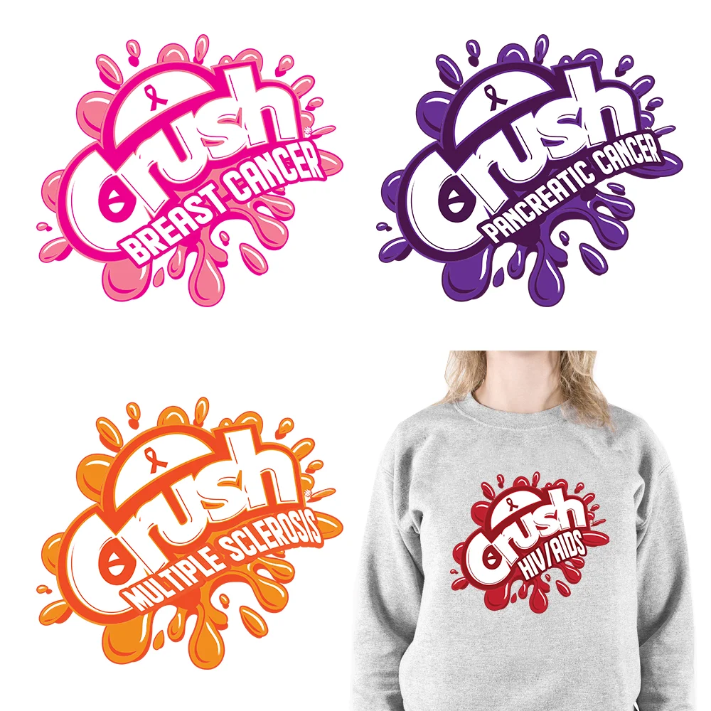 

High Quality Illness Awareness Crush Awareness Printing Logo Iron On DTF Transfer Decals Ready To Press For Clothing Accessory