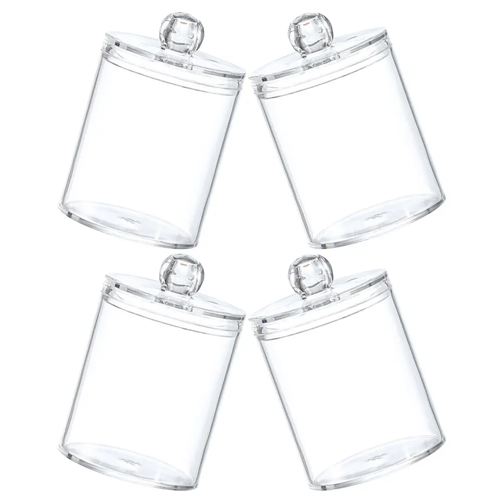 

4pcs Cotton Ball Storage Box Container Swab Buds Dispenser Lidded Desktop Storage Case Tool Container