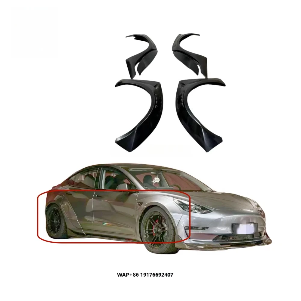 2019-2022 for Model 3 Upgrade ARTSAN Style Body Kit Bumpers Widened Fenders Wheel Arches Carbon Fiber Frontlip Rearspoiler