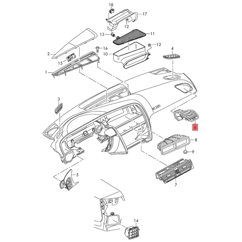 For Audi A4 B8 2009-2016 Front Interior Car Dash A/C Air Conditioning Outlet Vent