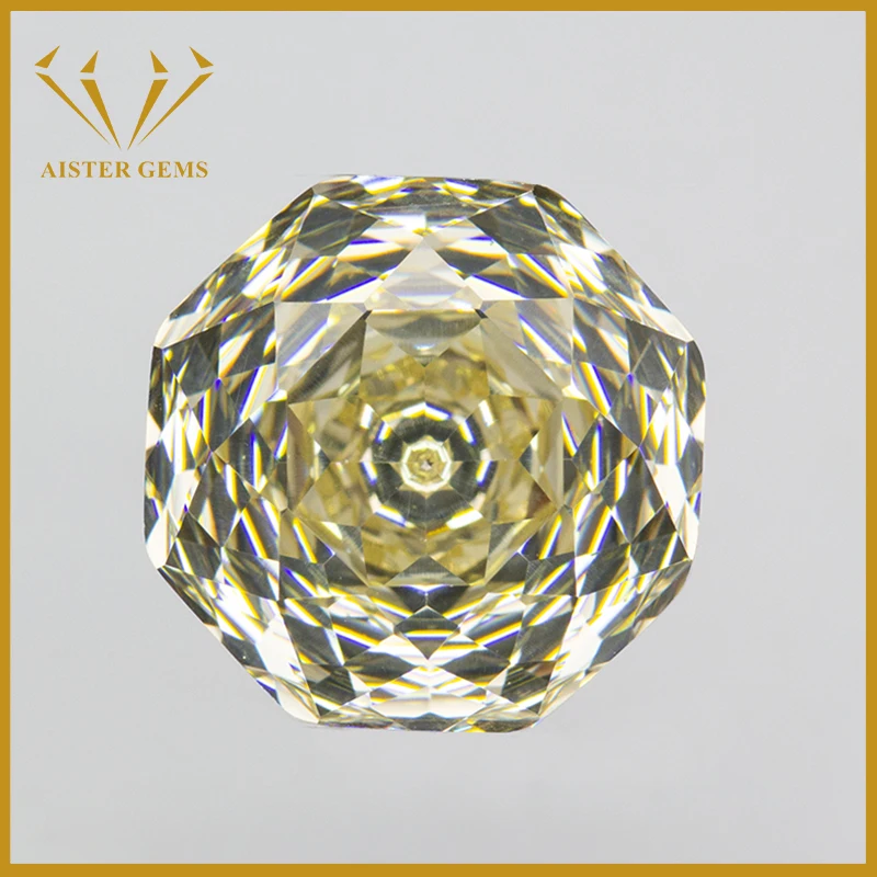 New 5A Light Yellow Millennium Octagon Rose Cut Cubic Zirconia Loose stones for Jewerly Making