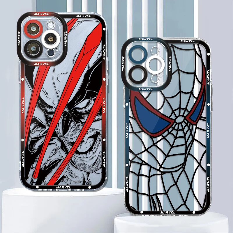 Clear Case for Moto G73 G72 G71 G52 G22 for Honor X8 X9a 90 Lite Cover for Poco X3 NFC Mi 11T Marvel Wolverine Hulk Spiderman