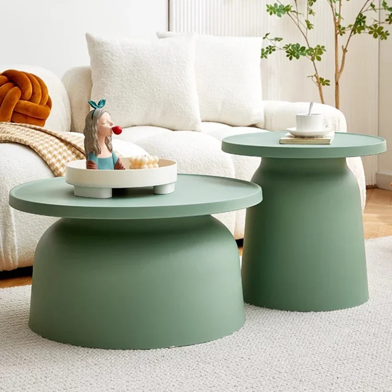 

Low Clear Nordic Coffee Table Modern Round Aesthetic Plastic Small Mobile Coffee Table Living Room Mesa Furniture For Home