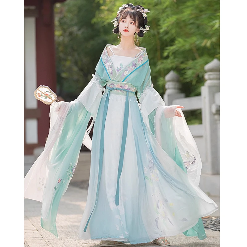 Traje de roupa tradicional chinesa feminina, hanfu, vestido elegante, dinastia Weijin, princesa fada, festa de luxo