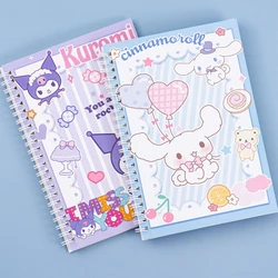 Kawaii Sanrio Kuromi Bobina Notebook para Meninas, A5 Notebook, Exercício Book, Bonito Papelaria, Cinnamoroll, Aprendizagem Papelaria, Notepad, Diário