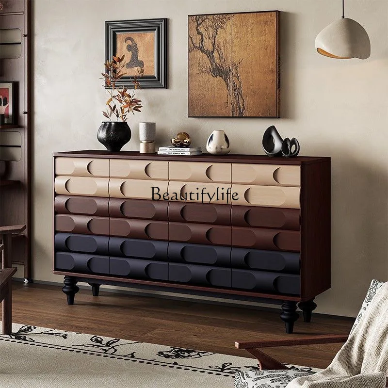 

Antique retro living room French home solid wood side cabinet dining side shoe cabinet simple storage