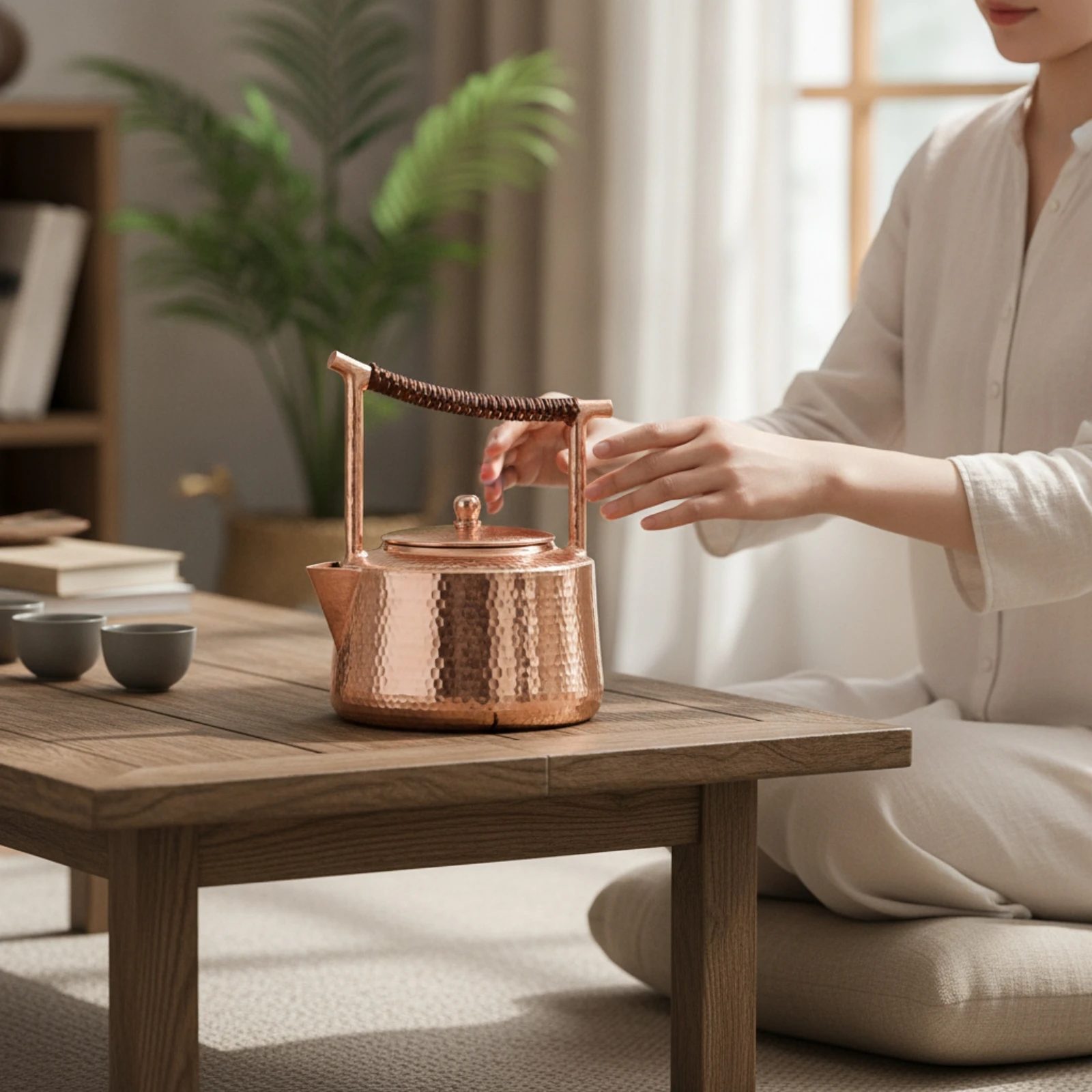Handmade Copper Kettle Traditional Copper Tea Kettle Cookware Elegant Solid for Collectors, Kitchen