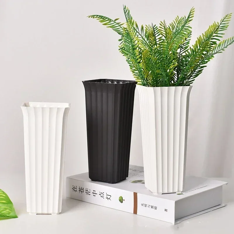 White Plastic Flowerpot Tall Feet Removable Floral Art Decorate A Living Room Garden Desktop Flower Bucket Party Ornament