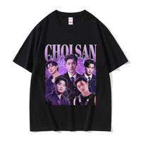 Kpop Band Choi San Ateez Graphic T Shirt Men Hip Hop Clothing Oversized Cotton T-shirt Unisex Retro Fashion High Quality T-shirt