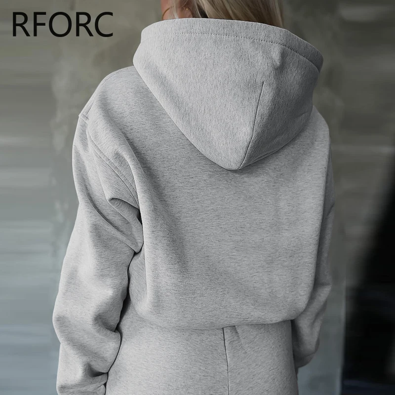 2023 Women Letter Print Hooded Sweatshirt Top & Drawstring Bottoms Two Pieces Casual Pants Set