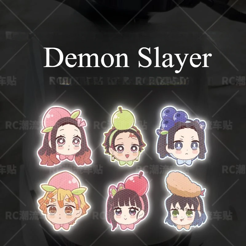 Demon Slayer Tanjiro Kamado Agatsuma Zenitsu Car Reflective Stickers Anime Peripheral Cute Cartoon Diy Stickers Waterproof Kawai