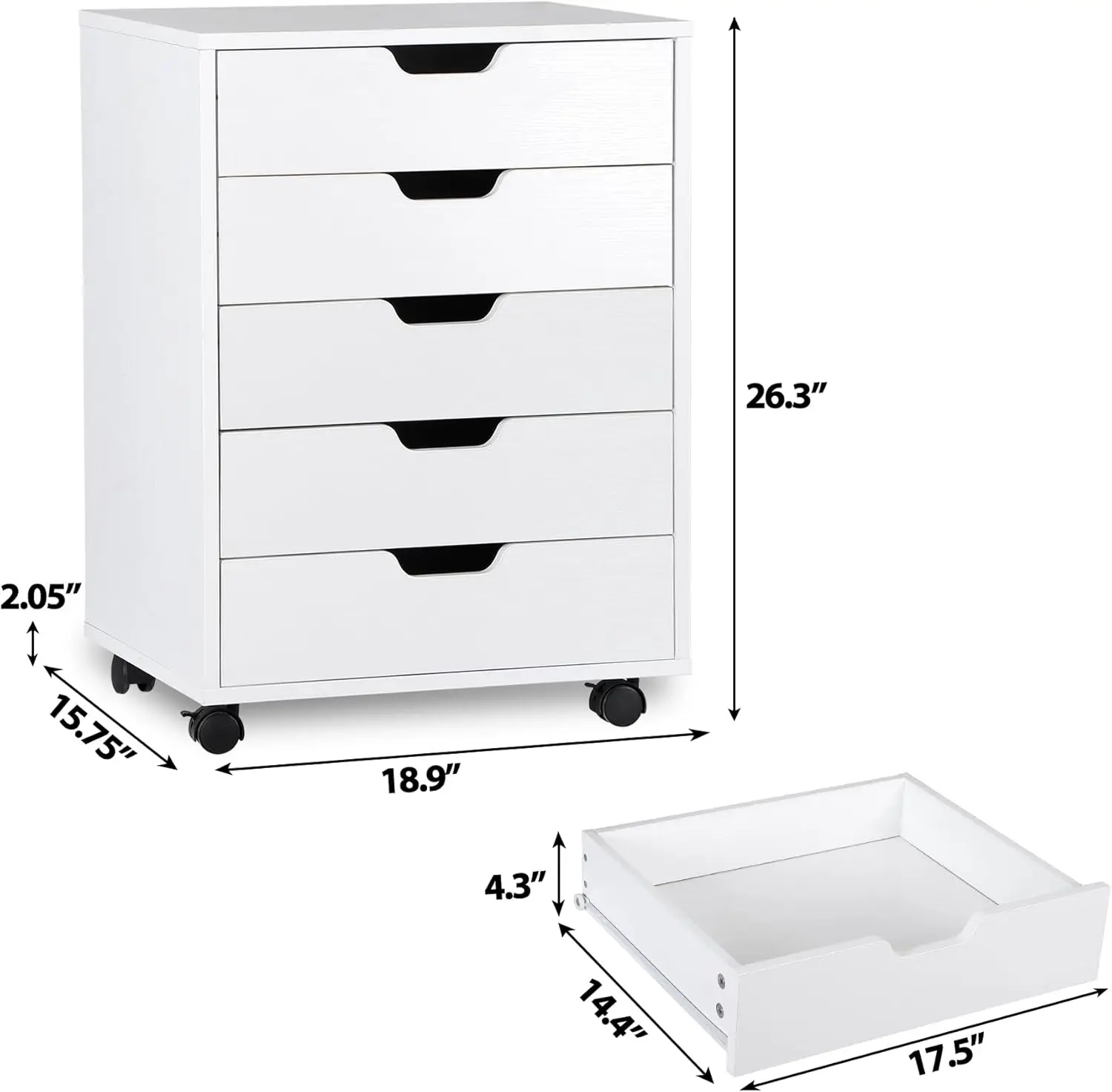 5MELFile Cabinet for Home Office,Wood Under Desk Filing Cabinet, Mobile Printer Stand, Rolling Storage Evaluable with Lockable