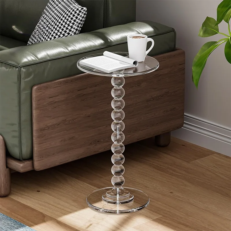 

Acrylic edge table modern simple transparent gourd-shaped column living room small coffee table designer round coffee table