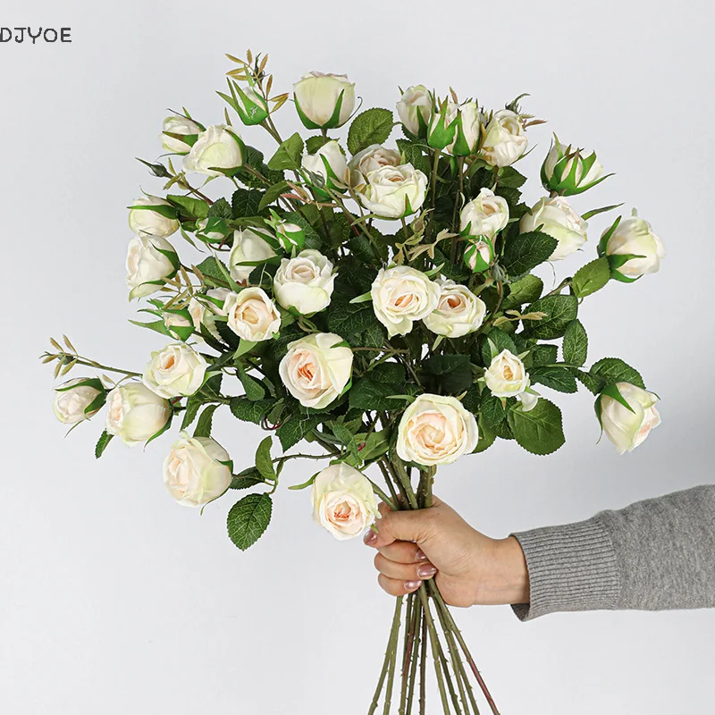 

Artificial Flowers 5 Heads Silk Roses DIY Flower Arrangement Long Stem Fake Roses Decoration Wedding Wall Girls Home Decor
