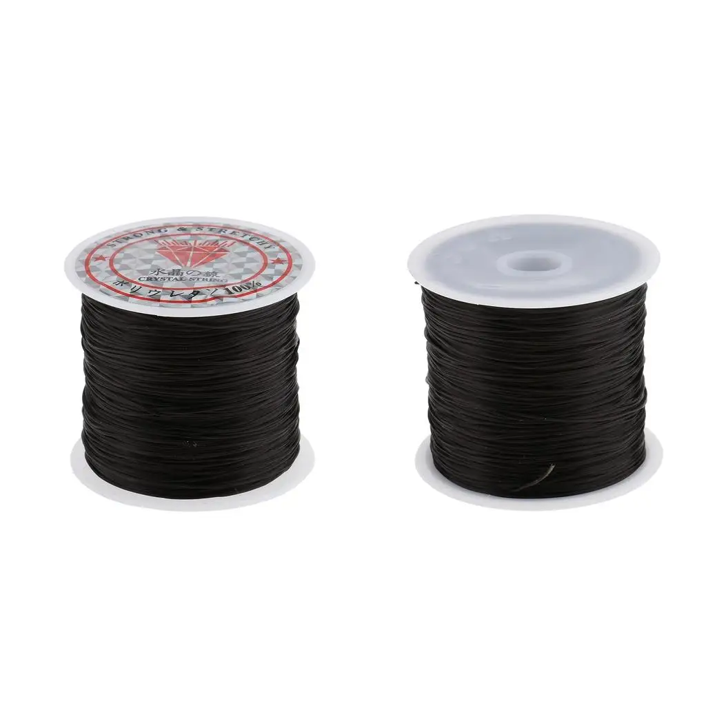 2 Rolls Crystal Black Elastic Thread Jewelry DIY String Cord 60 Meters