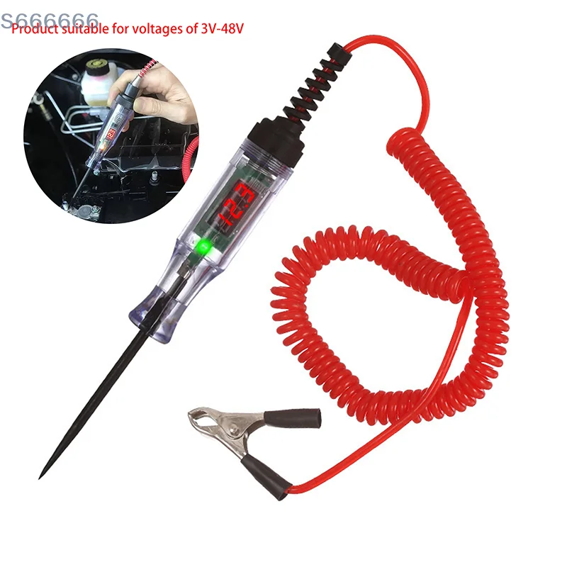 

Backlit Digital LED Auto Circuit Tester, Durable 5-48V Test Light and Circuit Monitoring Tool