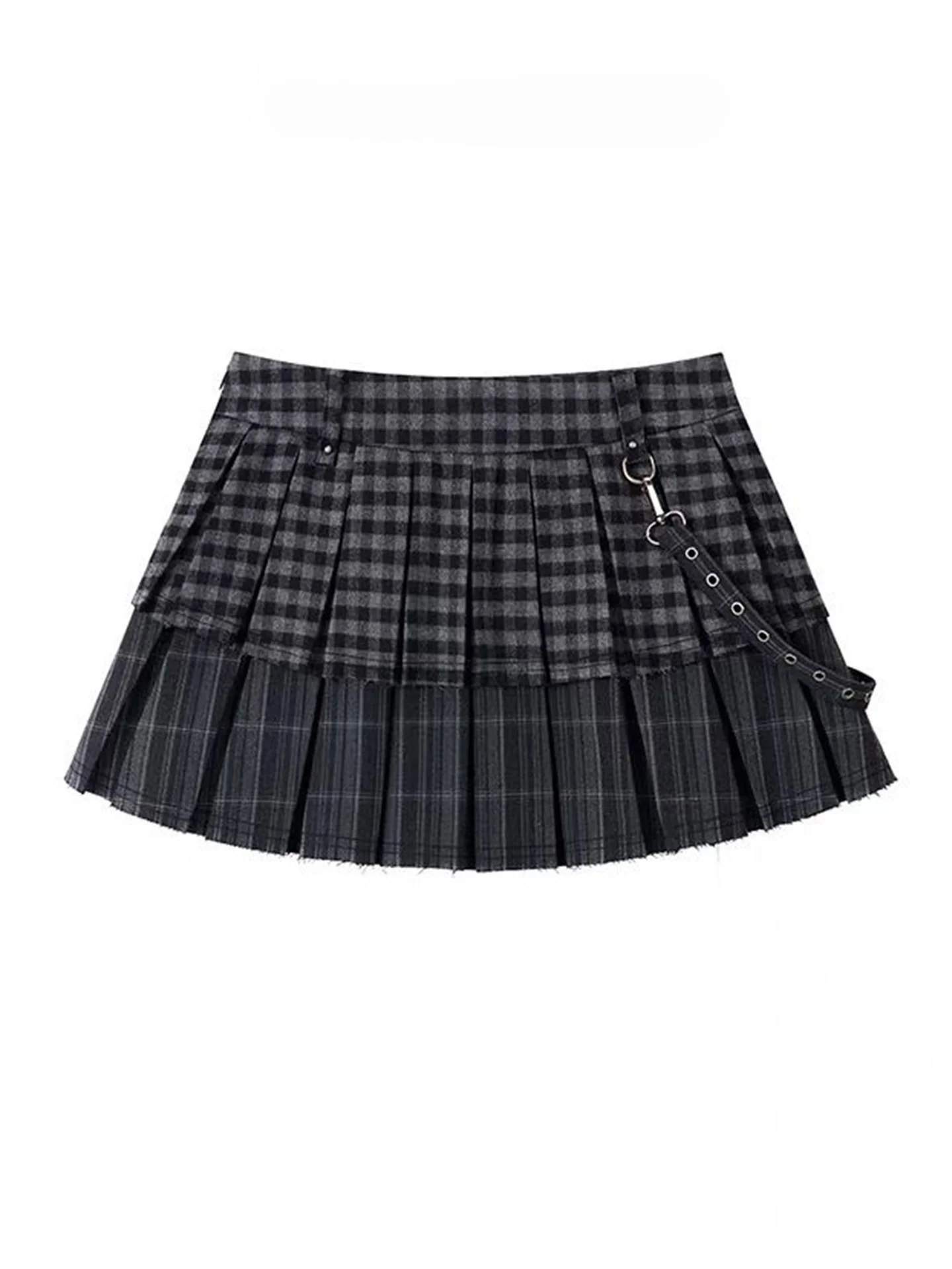 

Пряная клетчатая плиссированная двухслойная юбка трапециевидной формы, женская осенне-зимняя универсальная юбка с талией для поездок на работу