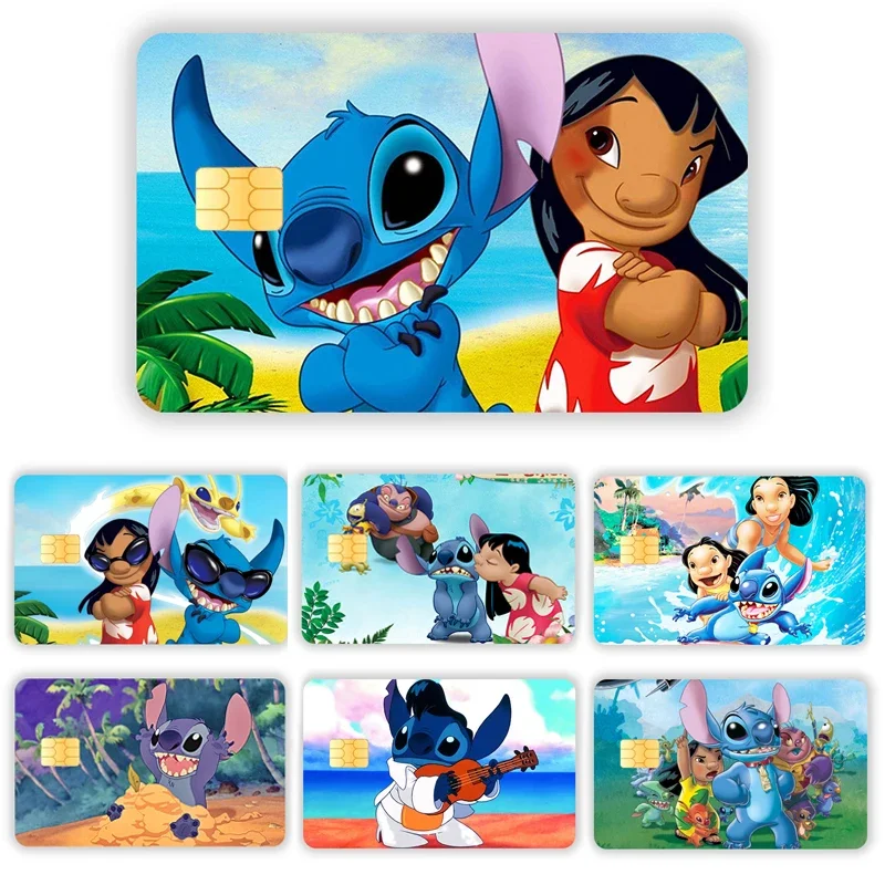 Waterproof Disney Stitch Credit Card Debit Card Stickers DIY Anime Melody Poker Stickers Film Tape Skins Small Stacks