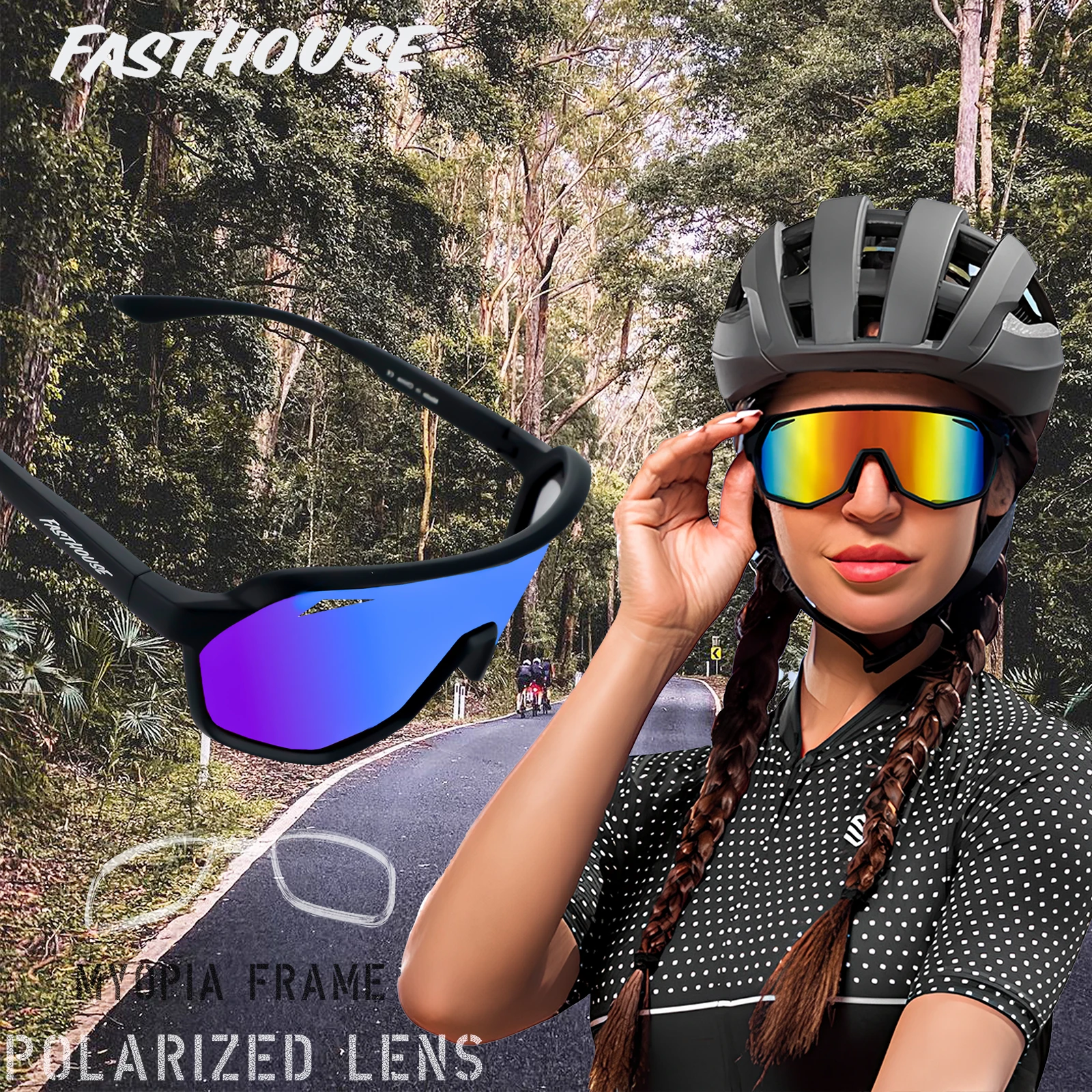 

FASTHOUSE Cycling Glasses Bike Eyewear Sports Cycle Glasses Full frame Glasses Outdoor Bicycle Goggles for men
