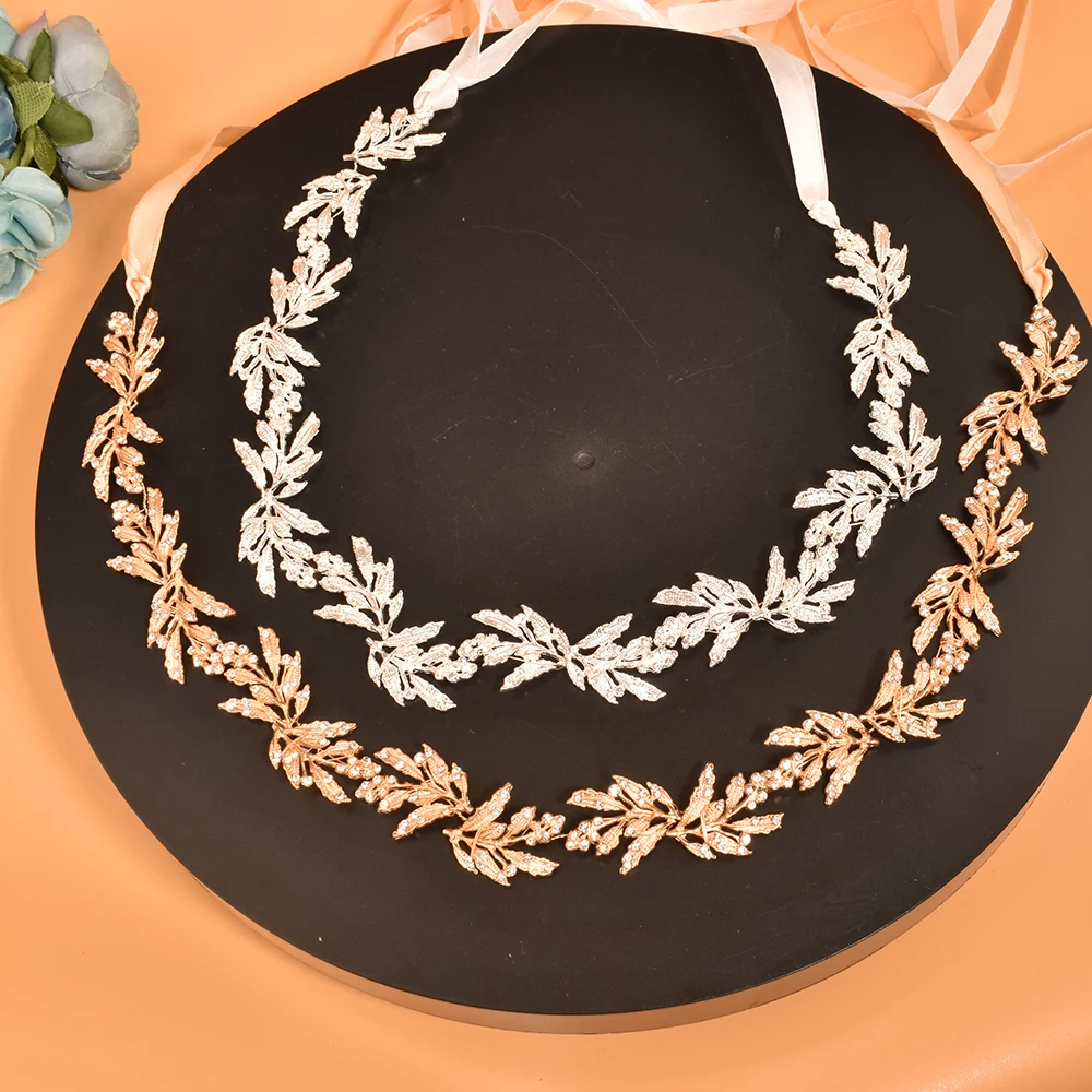 SDZ220 Silver Golden Bridal Belts Female Belt  Wedding Dress Accessories Alloy Leaves Bridesmaid Sash Rhinestone Women Belts