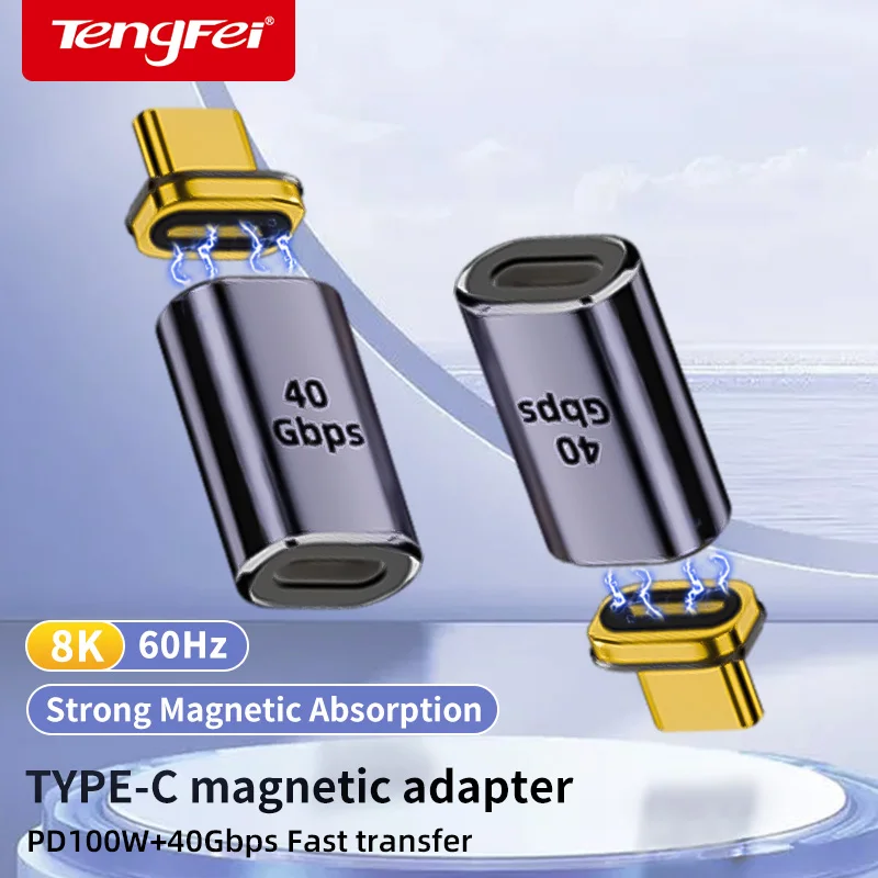 Suitable for Type-C Adapter Magnetic Gaming Elbow Data Fast Charging Cable Male to Female USB Converter for Apple 17/15/16 Xiaom