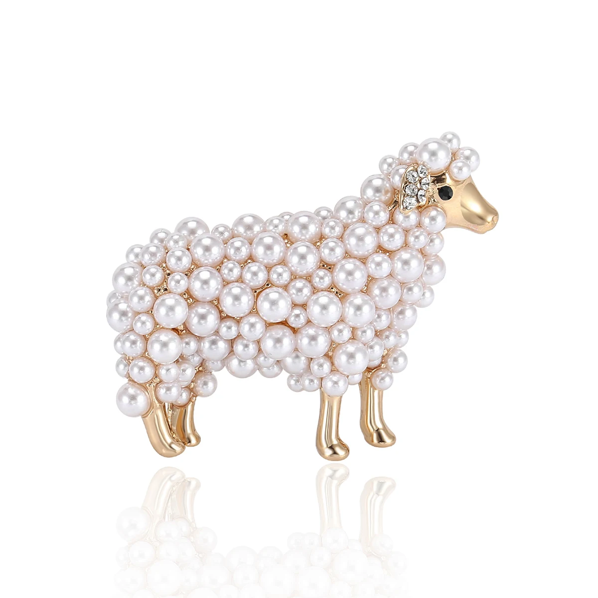 Pearl Sheep Brooches for Women Uni Lovely Animal Party Casual Pins Gifts