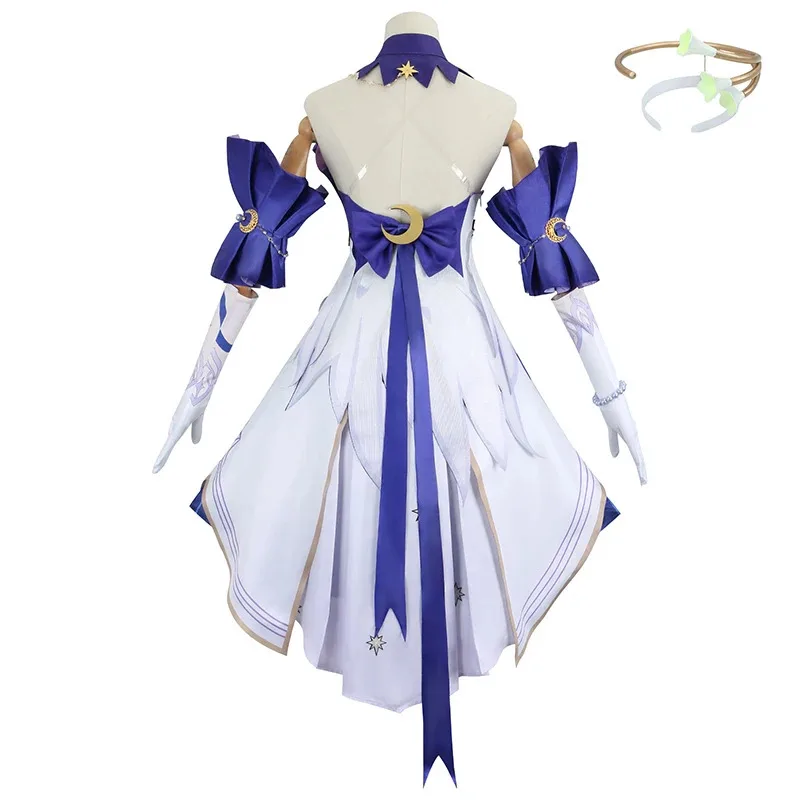Disfraz de Robin de Anime para mujer, juego Honkai Star Rail AkuraSakura, vestido, peluca, tocado, pendientes, uniforme, fiesta de Carnaval, accesorios