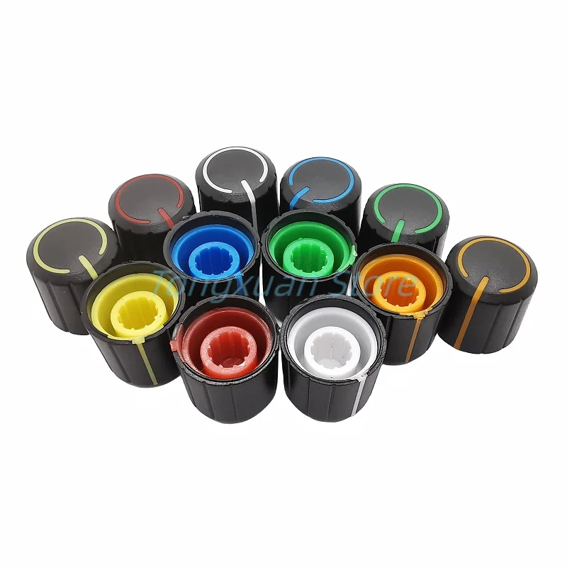 10pcs 6 Colors 15 x 13.5mm Potentiometer Encoder Band switch Plastic Knob Cap Plum Shaft Type Red Blue Yellow White Green