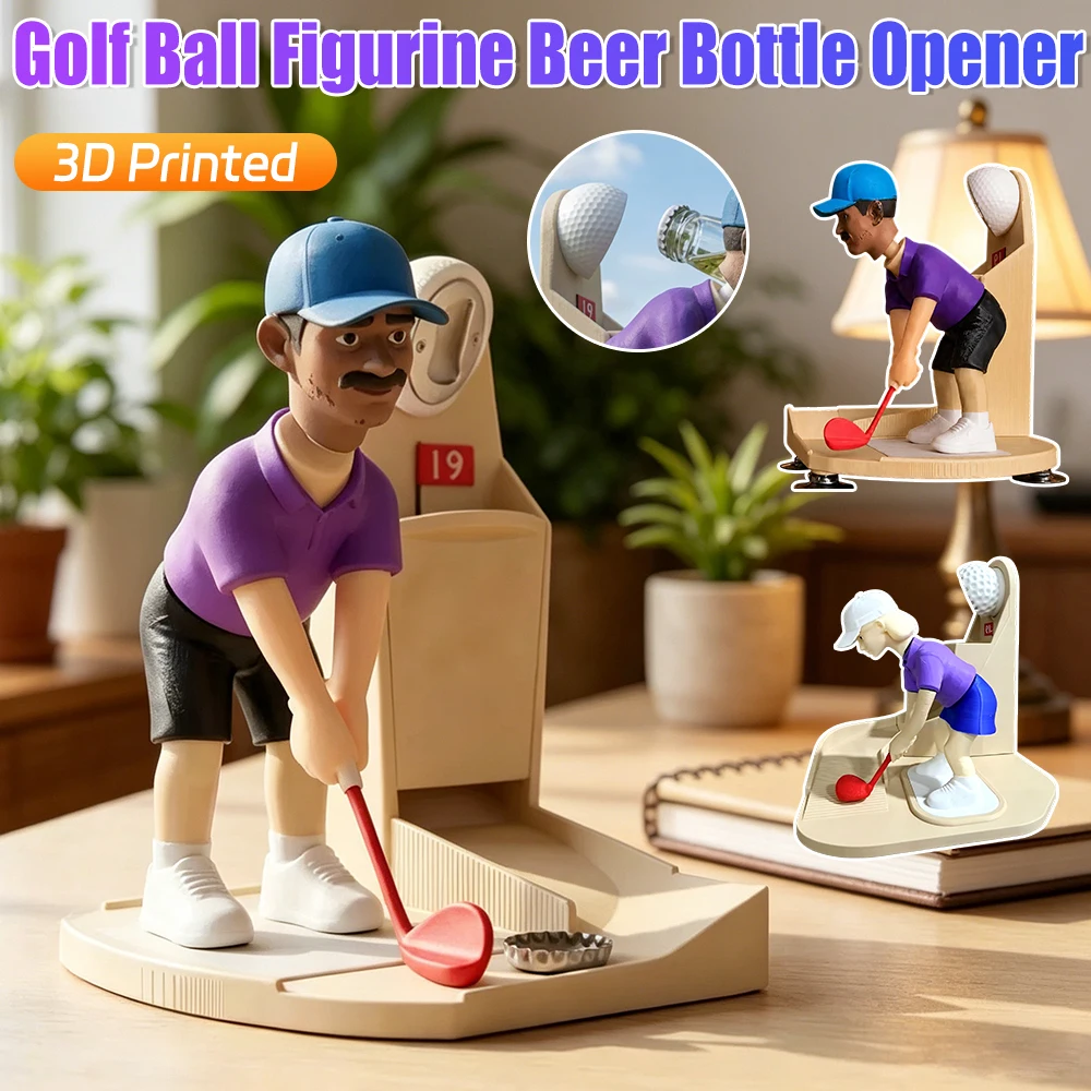 Kitchen Gadgets To 3D Print - Flesopener met dopverzamelaar Golfbeeldje 3D-printen Bieropener