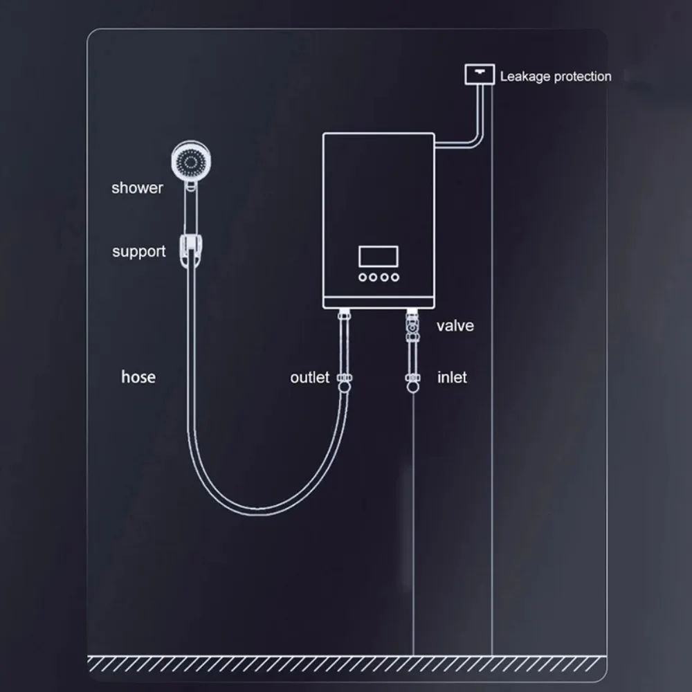 Ipx4 Waterproof 7500kW Quick Heating Electric Instant Hot Water Heater Tankless Geyser Electr With LED Display