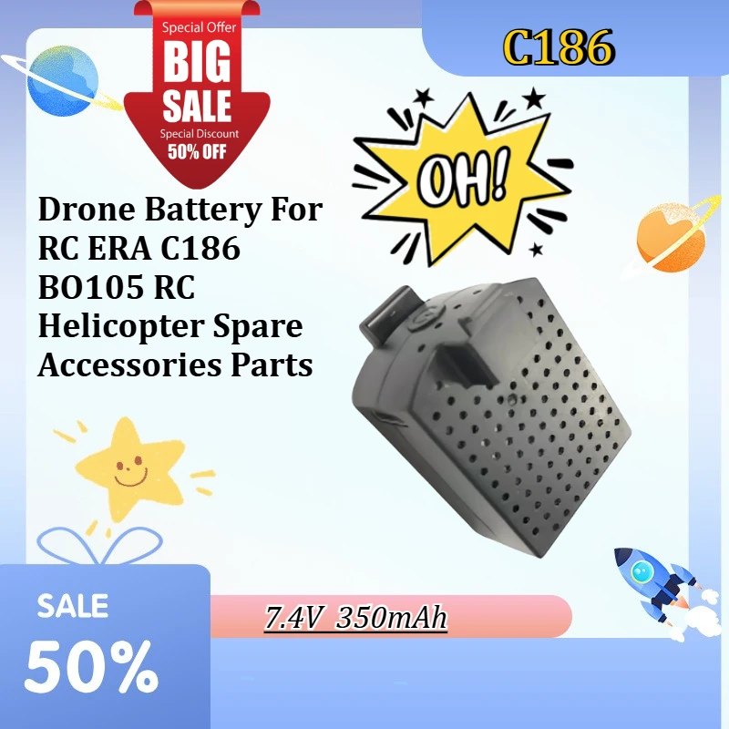 7.4V 350mAh Replacement Li-ion Drone Battery Fit RC ERA C186 BO105 RC Helicopter Spare Accessories Parts