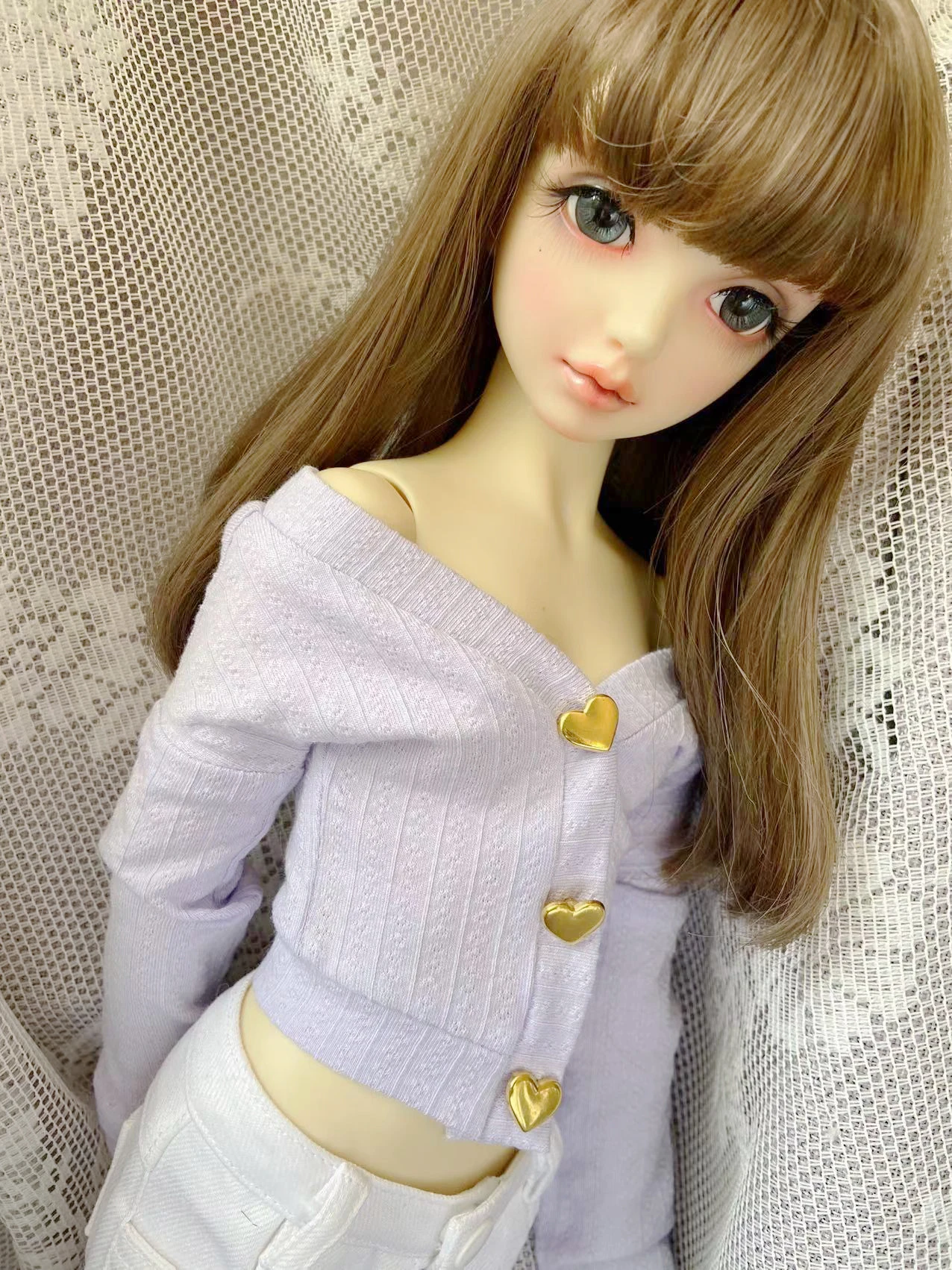 D06-P32 children handmade toy 1/3 1/4 1/6 doll BJD/SD doll's clothes sexy pink purple large neckline cardigan 1pcs