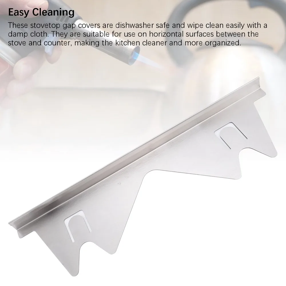 2 Pairs Stainless Steel Stove Gap Covers Silver Retractable Stove Gap Filler Easy Clean Adjustable Length Stove Counter Covers