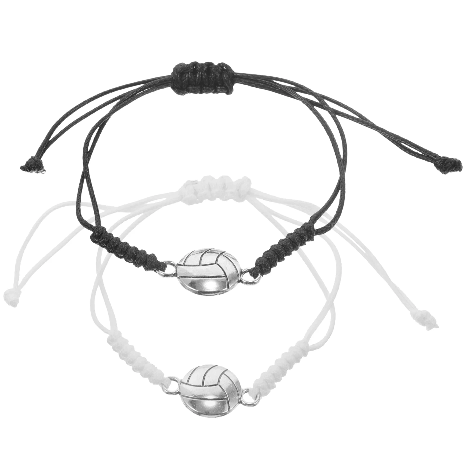 

2pcs Volleyball Bracelets Adjustable s for Teen Girls Chic Volleyball Bracelet Boys Sports Team Gifts Black White Color