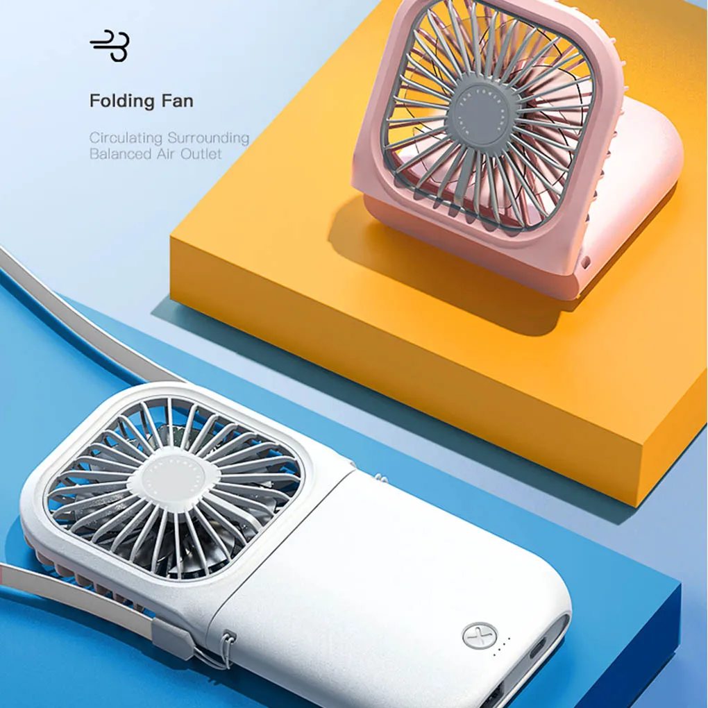 Handheld Usb Mini Folding Fan Portable Pocket Fan Office Dormitory Desktop Fan Outdoor Travel Air Cooler Three-speed Wind Speed