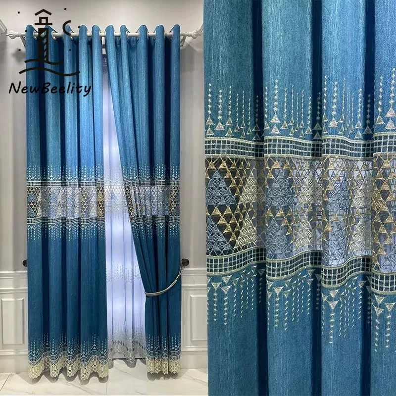 Modern Luxury Curtains for Living Room Dining Room Bedroom Balcony Hollow Embroidery Semi Blackout Curtains Home Furnishing