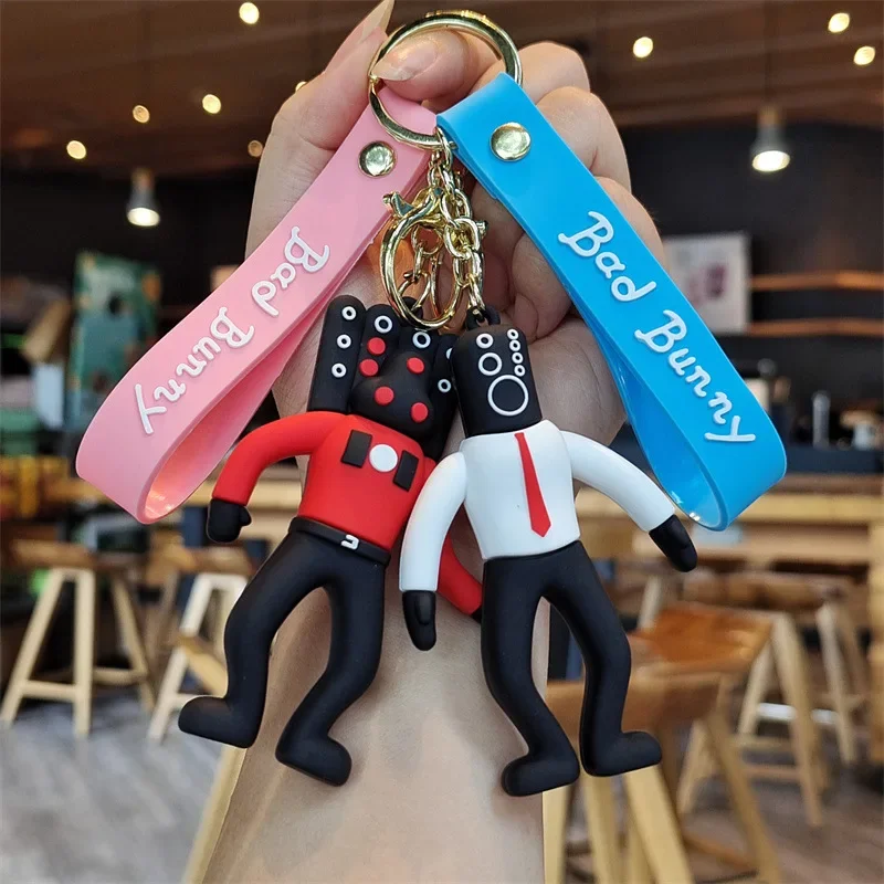 Silicone Key Chains Skibidi Toilet Man Fashion Jewelry Figurines Pendant DIY Cosplay Costumes Props Kids Anime Peripherals Toys