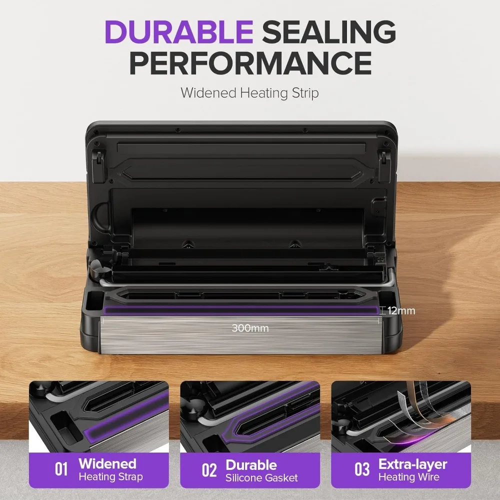 ماكينة غلق أكياس الطعام الأوتوماتيكية بالكامل مع وظائف 10 في 1، مدمجة في القاطع وتخزين الأكياس، تتضمن لفة واحدة و10 قطع #4