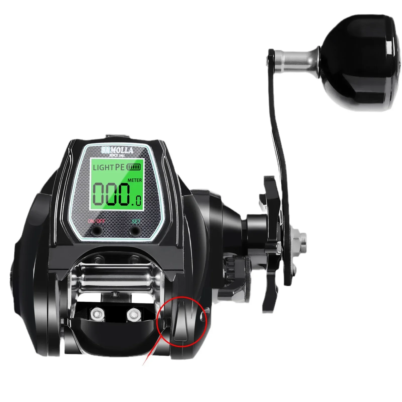 16 kg Drag Große breite digitale Baitcasting-Rolle Boot Casting Jigging-Rolle 6,4:1 wasserdichte Tiefsee-Elektro-Rolle