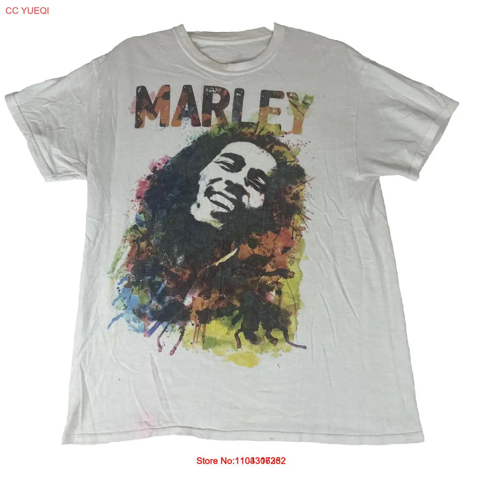 Y2K ZION ROOTSWEAR Mens Bob Marley Dreads T Shirt White Size M