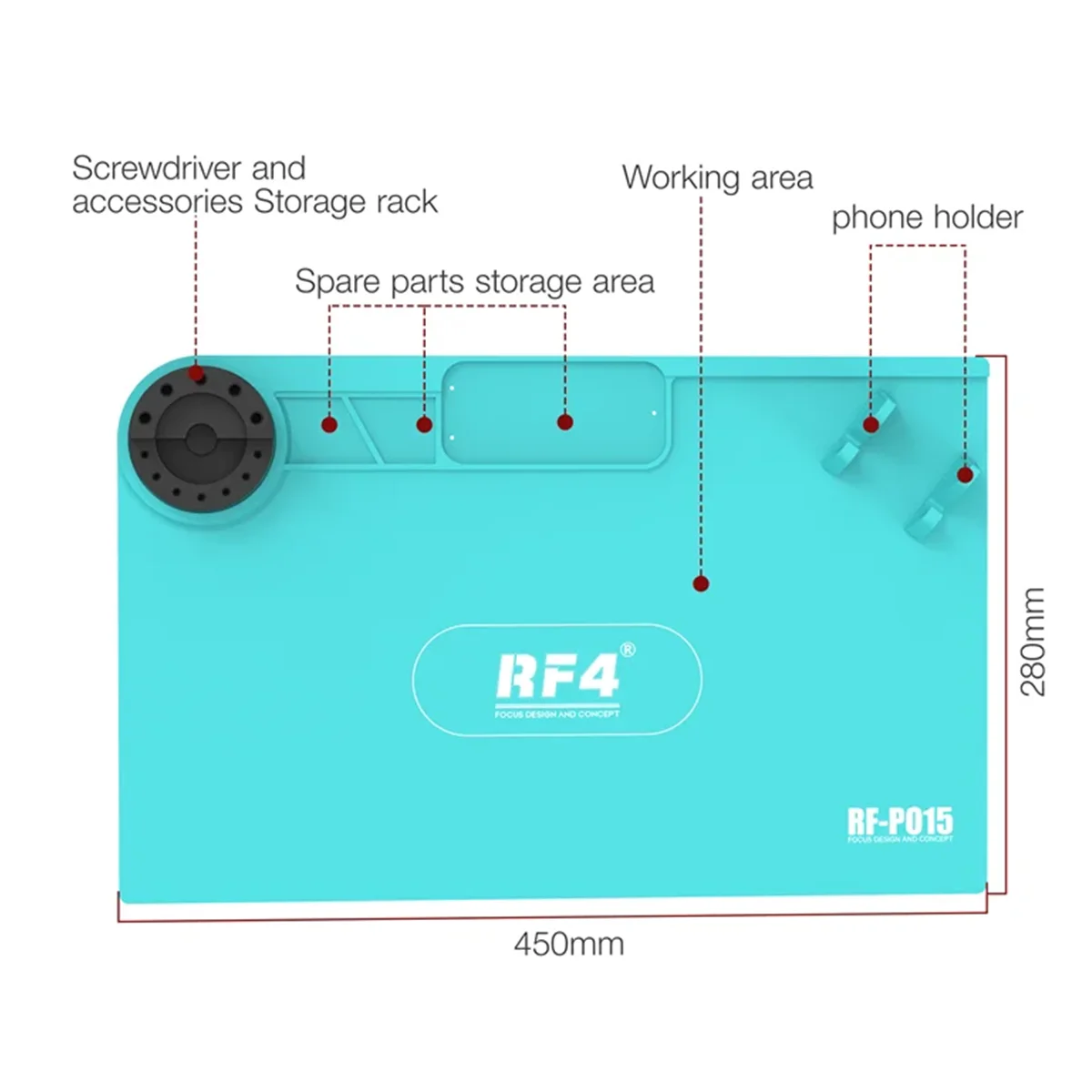 RF4 RF-PO15 PO16 Universal Silicon Working Pad with Storage Bracket High Temperature Resistance Mobile Phone Repair Mat