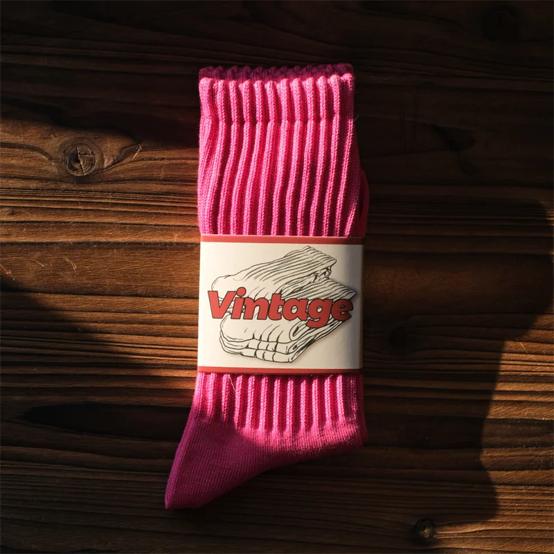 Männer Vintage Männliche Mittlere Röhre Socken Unisex Japanische Einfarbig Verdickte Sportsocken Handtuch Unten Paar Gestrickte Casual Socken