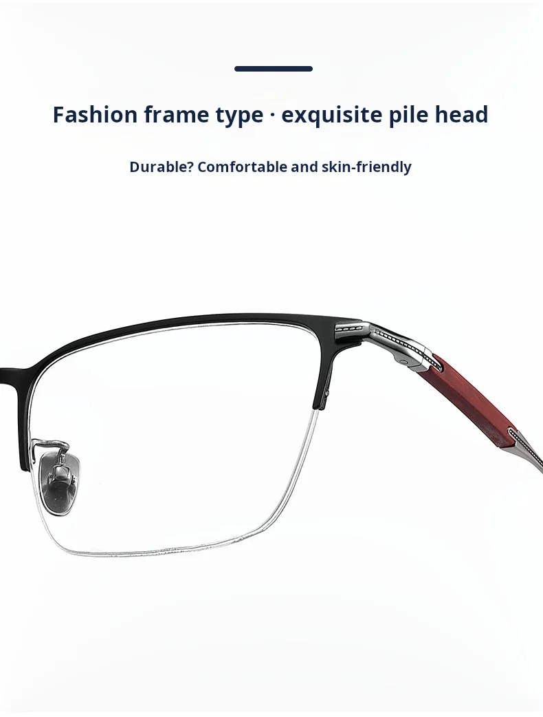 YIMARUILI Hochwertige Herren-Halbrahmen-Brille aus reinem Titan, ultraleicht, Business-Brille mit optischem Sehstärke, Rahmen 18231 – Detail 5