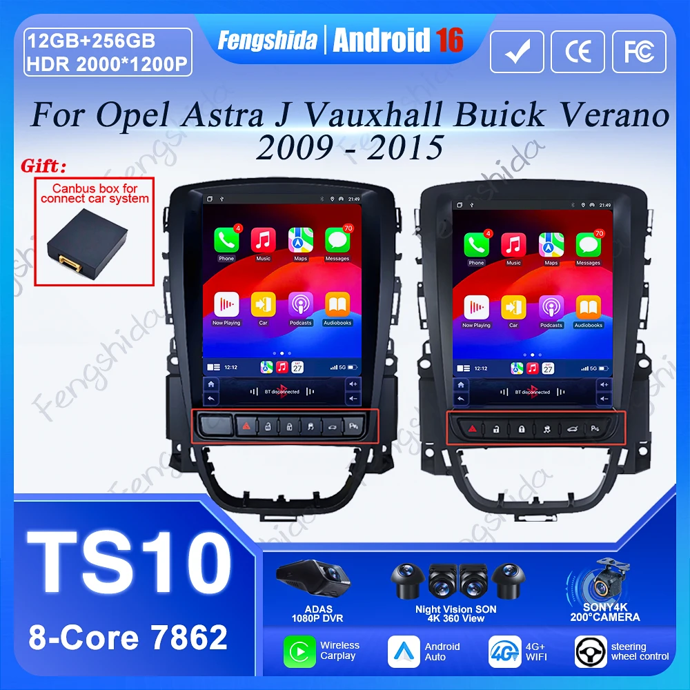 

Android 16 For Opel Astra J Vauxhall Buick Verano 2009-2015 Car Auto Radio Carplay Multimedia Player Navigation GPS WiFi NO DVD