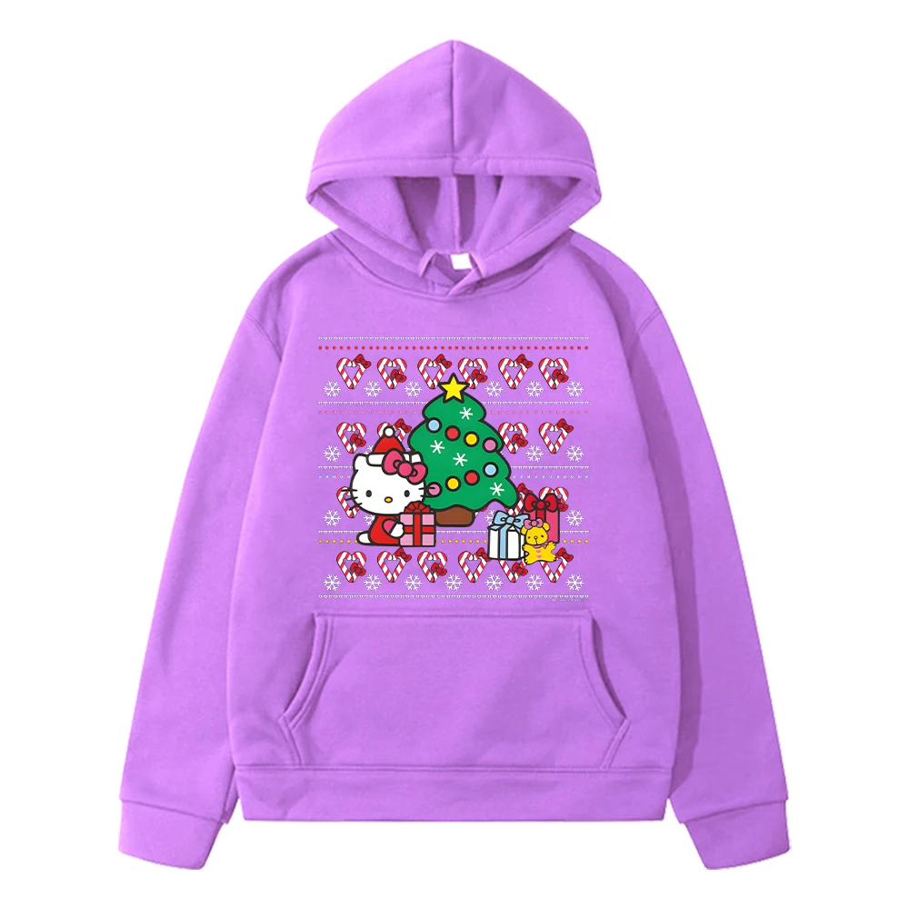 Christmas Cartoon hoodie Fleece sweatshirt pullover jacket y2k sudadera hello kitty print Autumn anime hoodies kids clothes girl