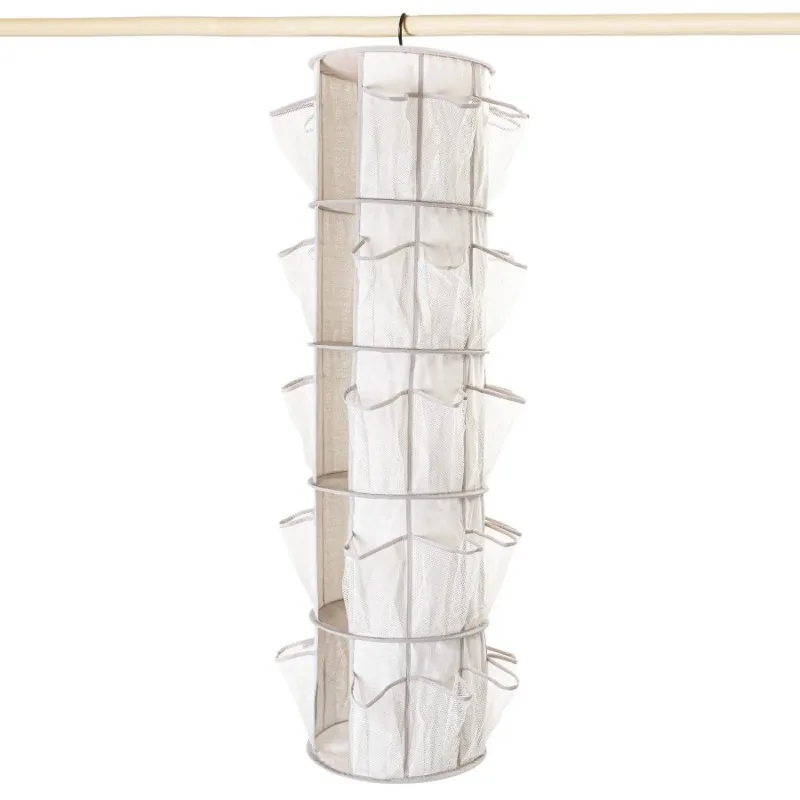 5-Tier/40-Pocket Canvas Carousel Organizer - Closet Storage-Hanging Storage